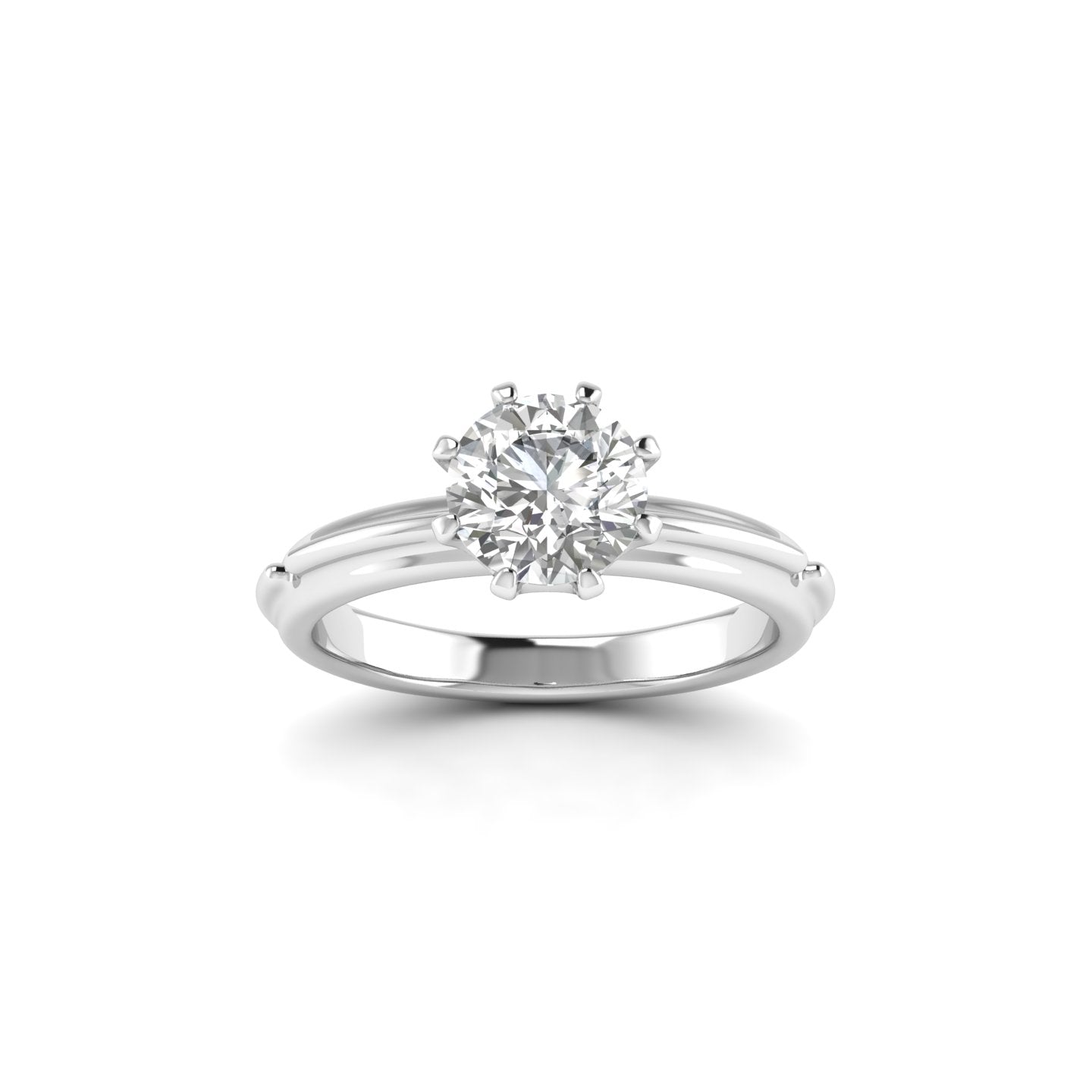 White Gold Studded 1 Carat Lab Grown Diamond Ring-E Color VS1 Clarity.